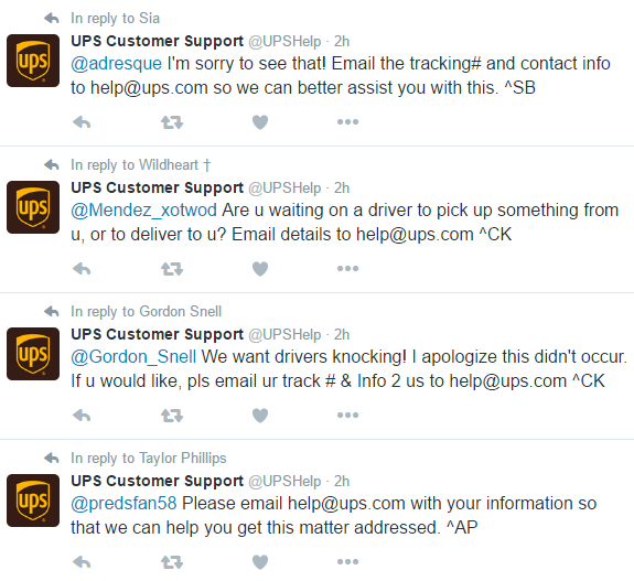 UPS customer service twitter marketing complaints