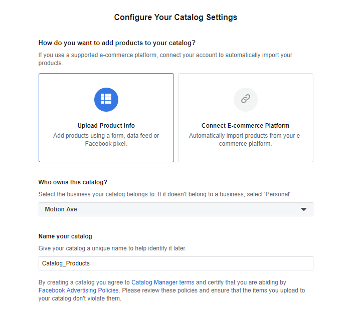 Configure Catalog Facebook Dynamic Ads