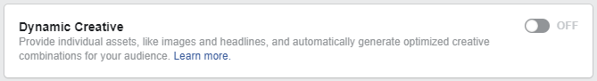 Facebook Dynamic Creative Button